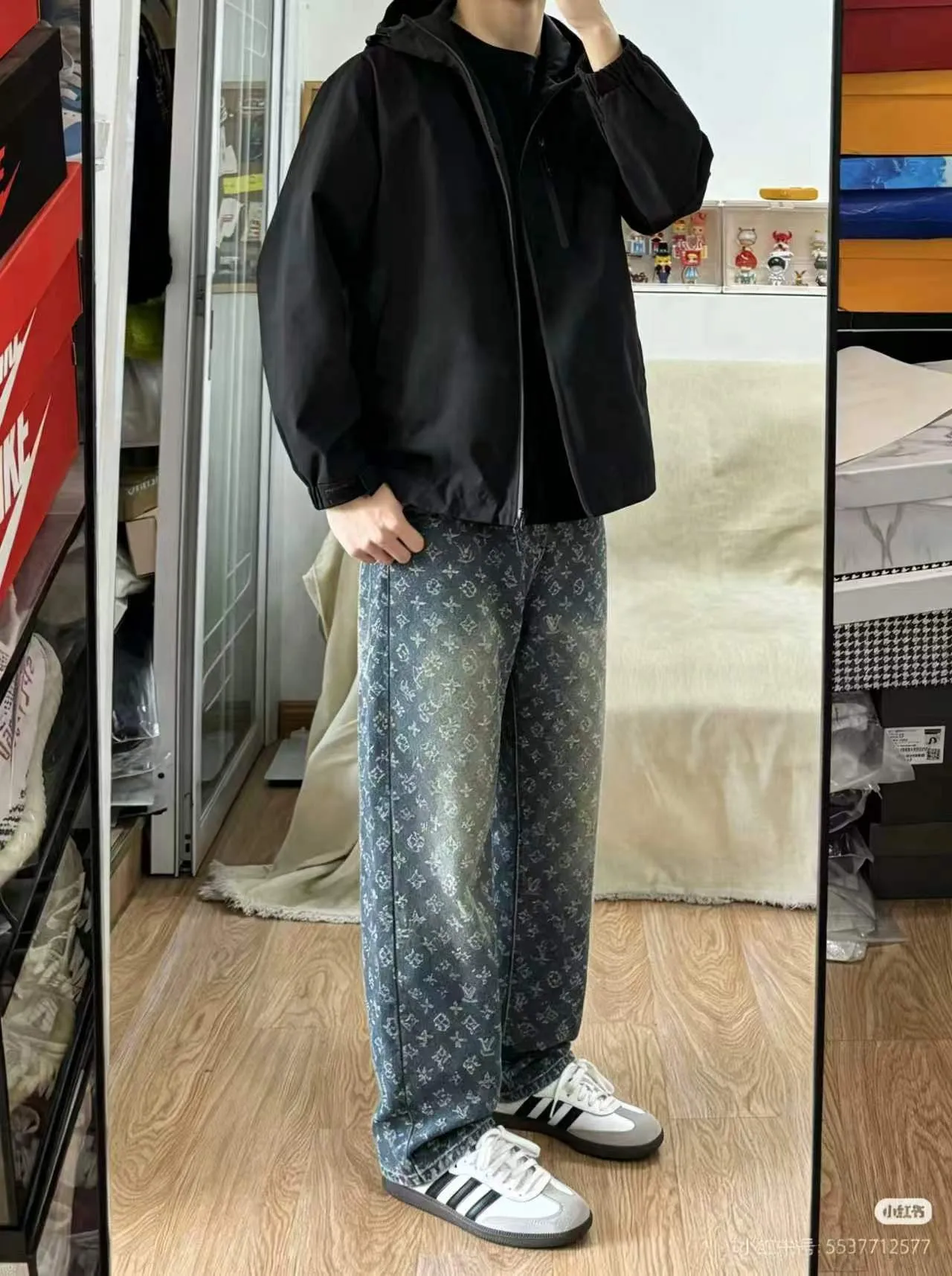 Louis Vuitton/Louis Vuitton old flower all over printed jacquard jeans